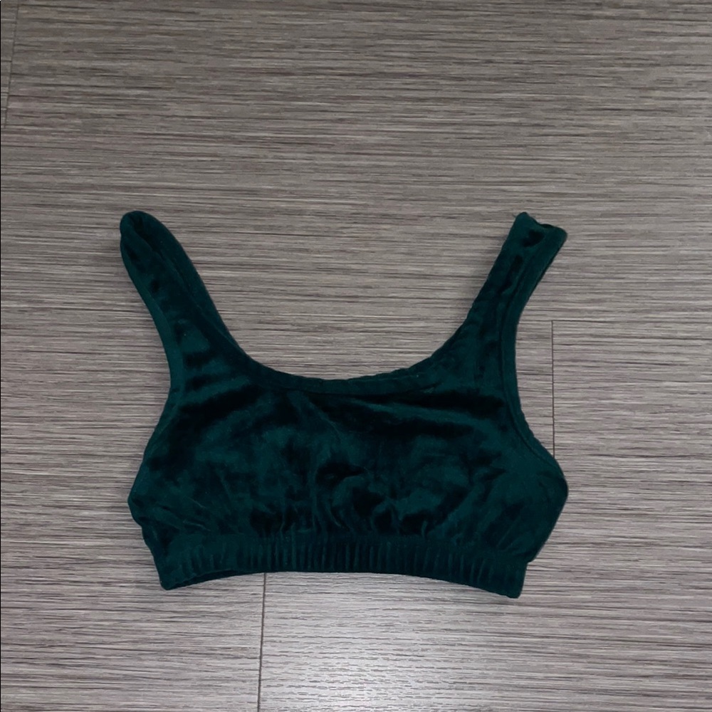 Marshalls Dark Green Velvet Crop Top